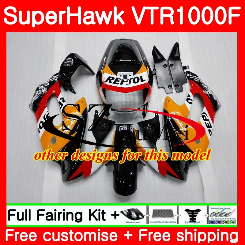 Комплект обтекателей для HONDA SuperHawk серебристо серого цвета VTR1000F 97 02 03 04 05 108SH21 VTR1000 F