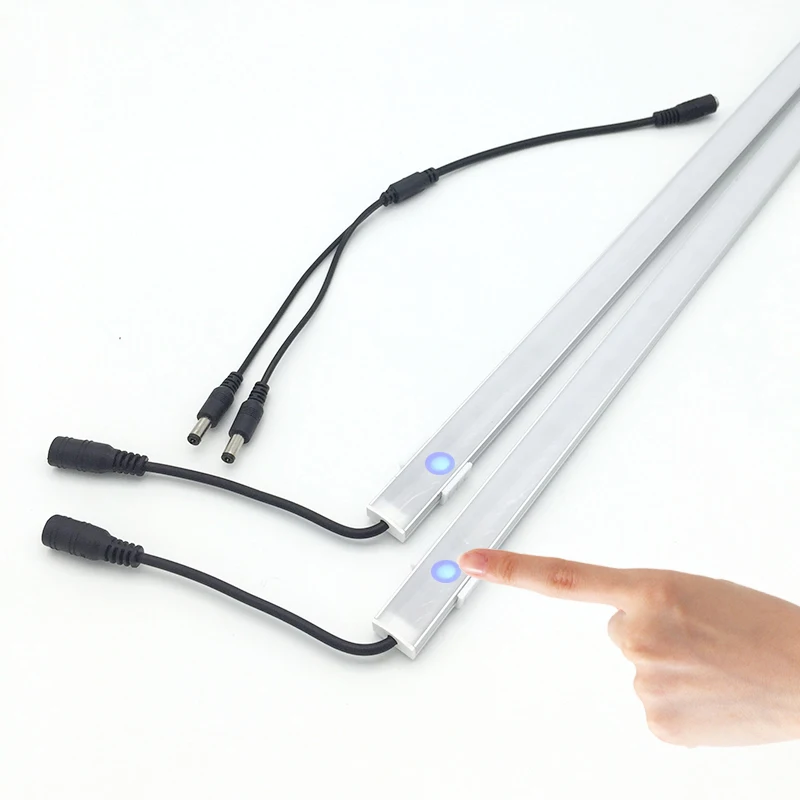 

2pcs 7020 Dimmable Lamp 30cm 50cm Under Cabinet Strip Light Touch Switch Control Kitchen Led Bar Rigid Home DC 12V Wardrobe