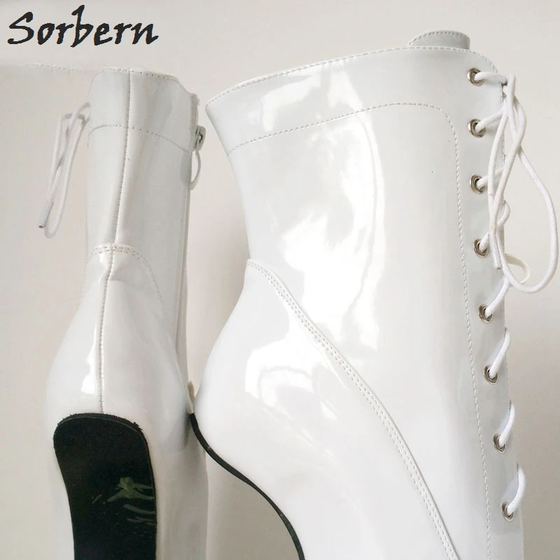 

Sorbern Ankle Boots For Women Shiny Pu Ladies Shoes Size 43 Cross Strap Boots Heelless Extreme Heels Women Boots Size 36-46