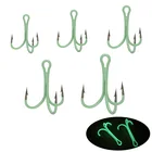 Рыболовный светящийся тройной крючок 2 #4 #6 #8 #10 # светящиеся крючки с бородкой из высокоуглеродистой стали 5 шт.