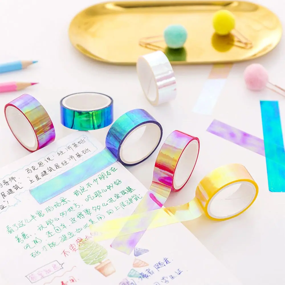 Блеск Радуга лазерный лента Washi канцелярские Скрапбукинг декоративный Скотч для