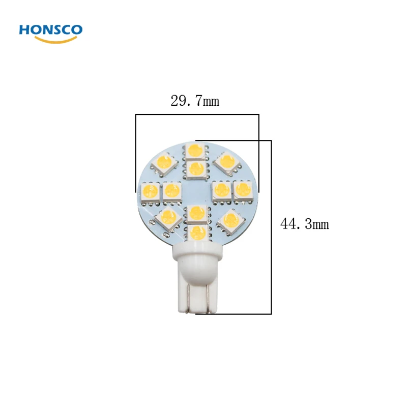 2X T10 стояночные огни DC 12V Авто W5W Клин Led Автомобильный свет 12-SMD 5050 теплый белый