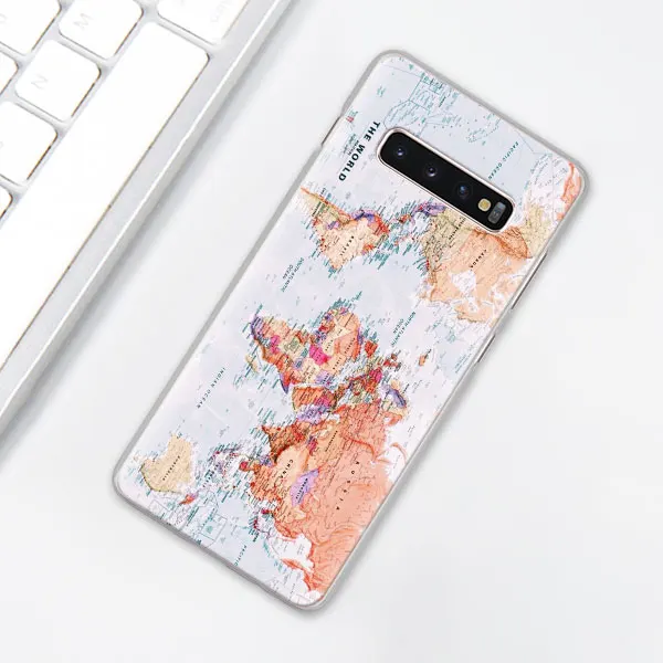 007 Карта мира чехол для телефона для samsung Galaxy S10e S10 плюс S7 S8 S9 Plus, Note 8, 9, 10, плюс S10 5G M20 M30 жесткий чехол Coque - Цвет: 007
