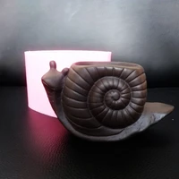 concrete snail pot silicone mold for garden decorating desktop pen holder diy 3d cement animal flowerpot molds