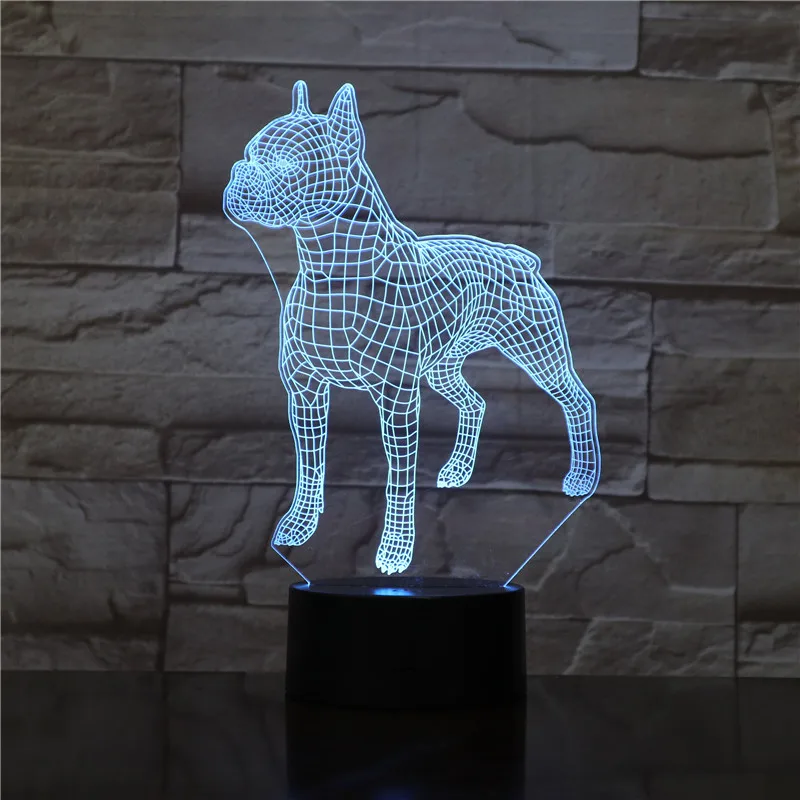 СВЕТОДИОДНЫЙ 3D светильник с оптической иллюзией Бультерьера ночник USB
