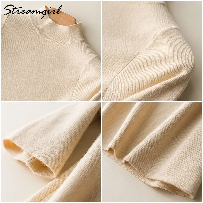 Jumper Women Summer Pullover Knitted Blouse Sweaters Half Sleeve Jumpers Ladies Tutleneck Woman Pull Femme 2019 Sweater | Женская одежда