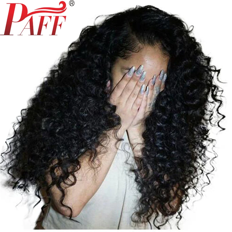 PAFF вьющиеся Glueless 13*3 Синтетические волосы на кружеве человеческих волос парики 250%