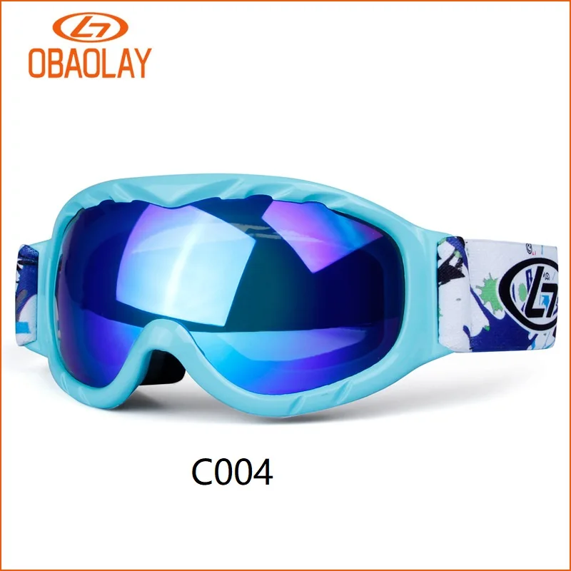 C004 Профессиональные дети HD Vision лыжные очки Детские двойные линзы UV400 Анти-туман маска очки Лыжный Спорт Девочкам Мальчикам сноубордические очки - Цвет: C004