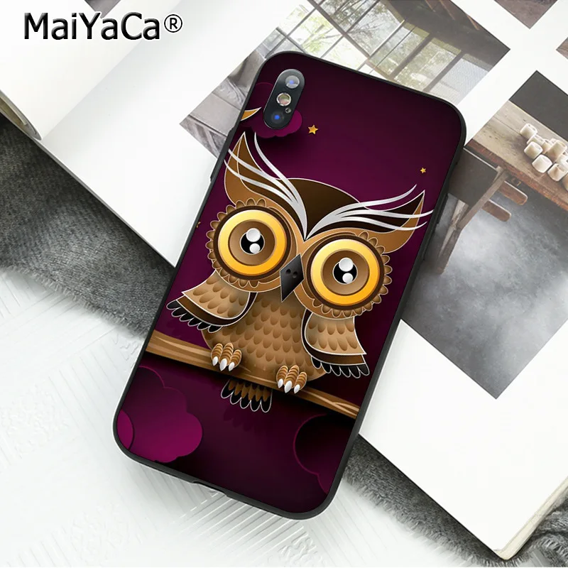 Защитный мобильный телефон MaiYaCa чехол с изображением совы на дереве для iPhone X XS MAX 6