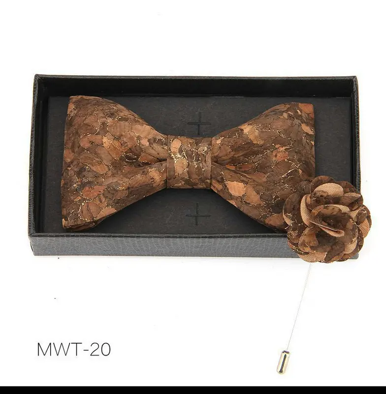Bowtie Set Новинка мужской мальчик Пробка Деревянный Банкетный броши на булавке галстук-бабочка набор ручной работы Свадебная вечеринка деревянный галстук бабочка костюм галстук бабочка галстук - Цвет: Bowtie Set