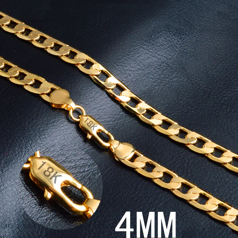 (12 шт./лот) Золотая цепочка ожерелье модное ювелирное изделие 18 K 4 мм 50 см 20 дюймов