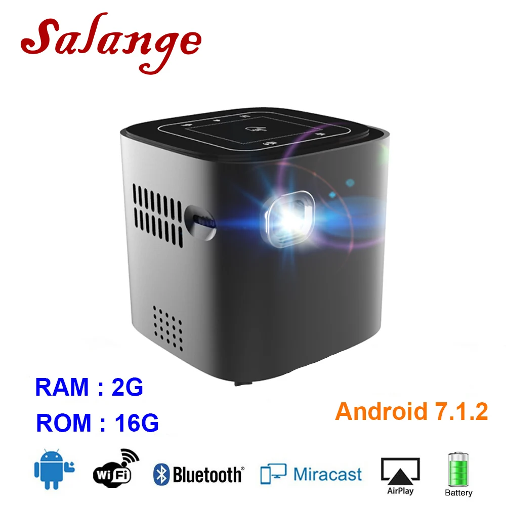 Salange S12 мини проектор Android 7.1.2 OS для Full HD 1080 P Портативный dlp с Bluetooth Батарея Проектор