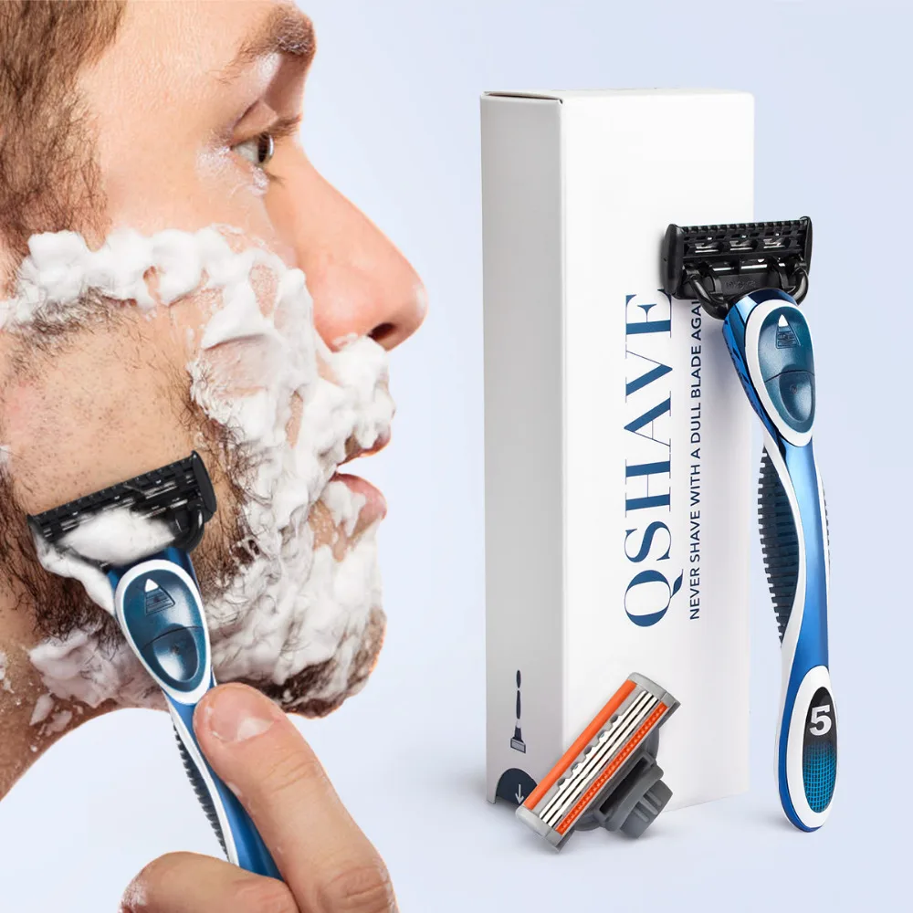 Фото Бритвенный станок QShave Blue Men, 1 лезвие X3, 1 лезвие X5 №4