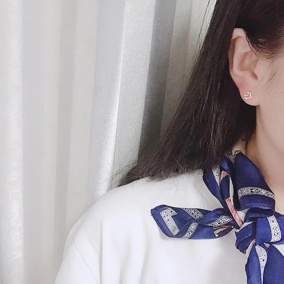 Женские серьги с сердечками HRina Романтические Позолоченные сережки из