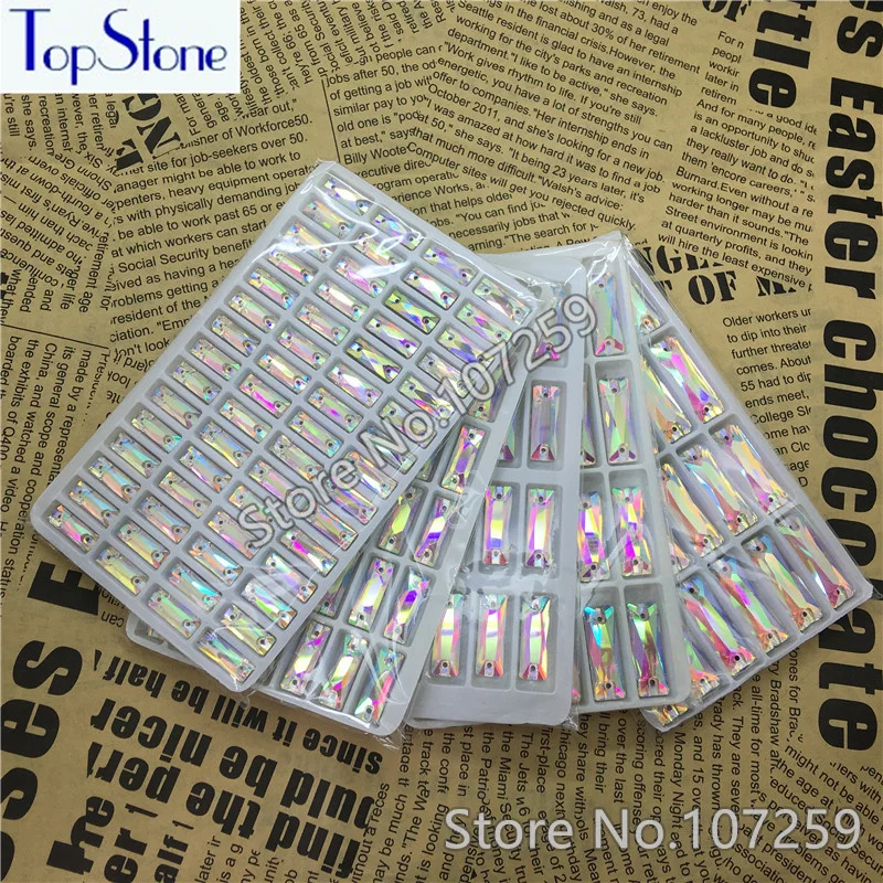 Topstone отличная багетка кристально чистый AB пришить искусственные бриллианты с