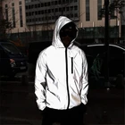 Куртка мужская Светоотражающая с капюшоном, в стиле хип-хоп, размеры размера плюс, 4XL