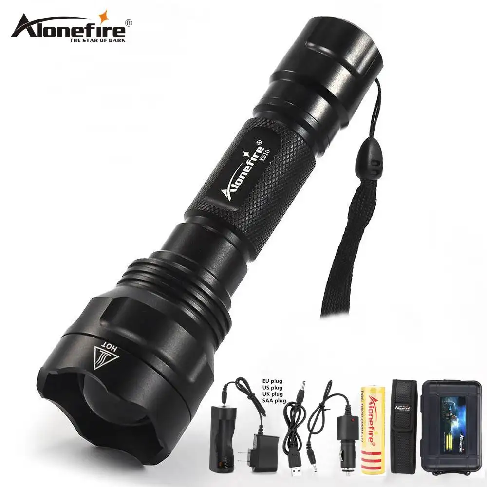 

AloneFire X510 XM-L2 led flashlight Aluminum waterproof Zoomable Tactical flash light torch Convex Lens Zoom Lens Light