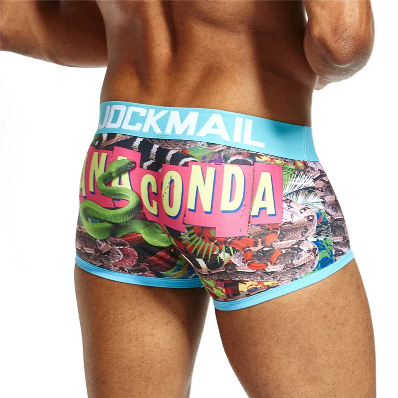 JOCKMAIL Boxer Sexy Men Underwear nylon printed boxershorts men trunks cuecas boxer masculina youth big boy Men Gay Underwear