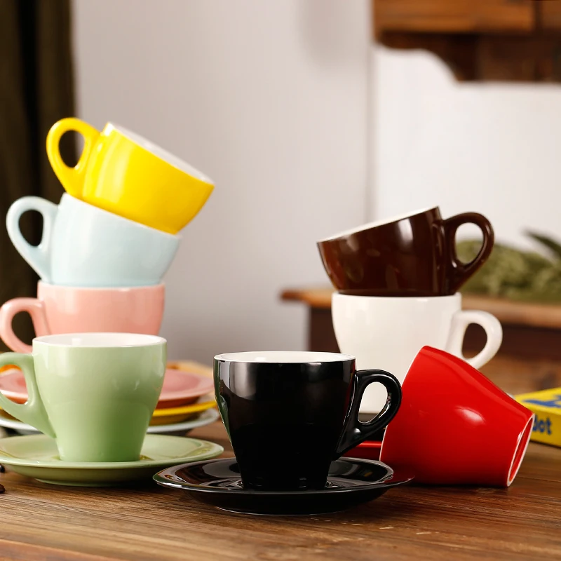 280 мл красочные Толстые тела тюльпан керамическая латте чашка и блюдце для WLAC