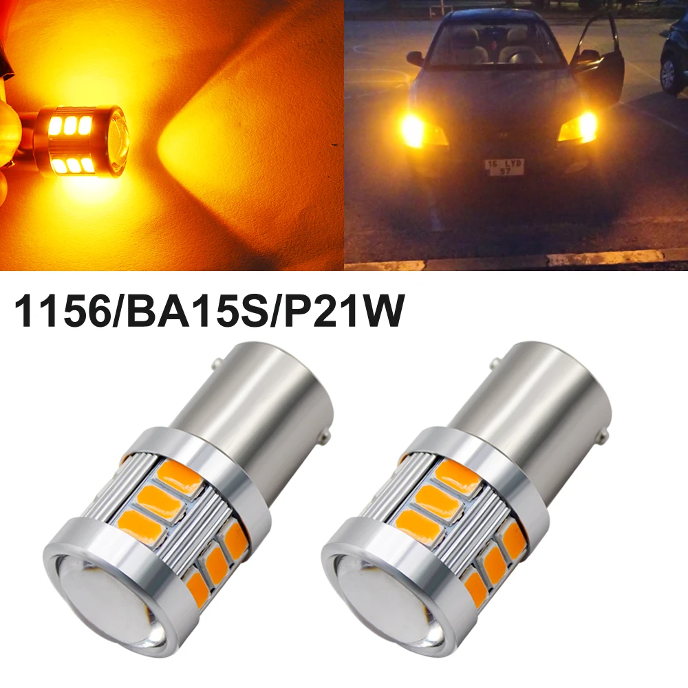 1156 P21W BA15S светодиодный лампы 5730 SMD 18 12V Янтарная желтая лампа Автомобильные фары