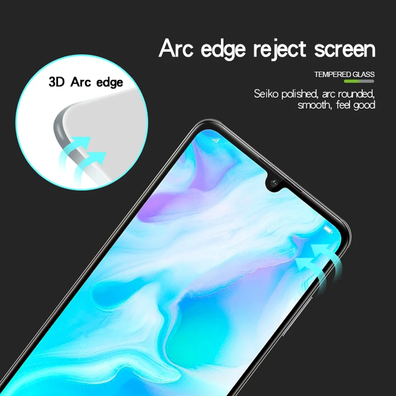 Закаленное стекло 9D с полной проклейкой для Huawei P20 Pro P30 Lite защита экрана Защитное