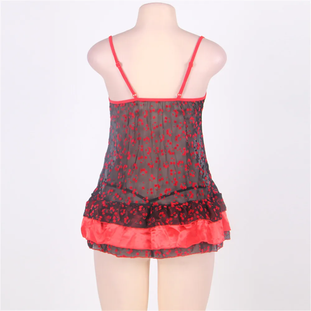 

new Camisole Lace Broken flower Wavy edge Pajamas Dew sexy lingerie plus size vestido transparent dress lenceria erotic babydoll