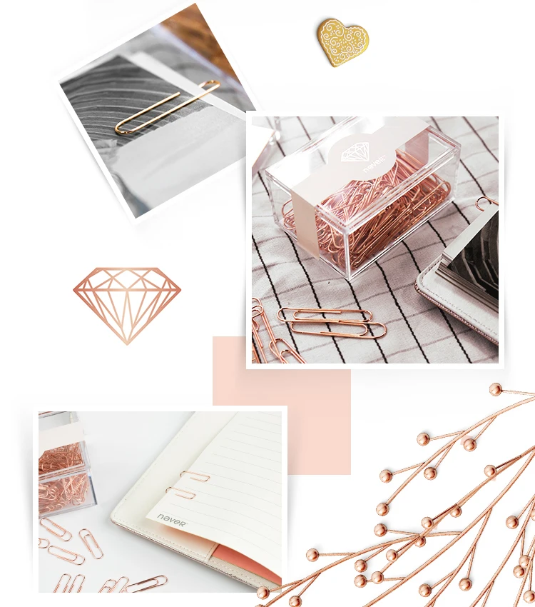Розовое золото скрепки 200 шт/28 мм 70 шт/50 rosegold металлический зажим для бумаги милые