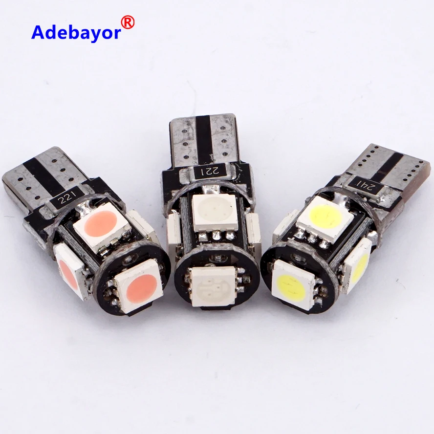 Новинка белая лампа T10 5050 SMD 5 LED W5W 194 без ошибок 50 шт./Лот функция Canbus
