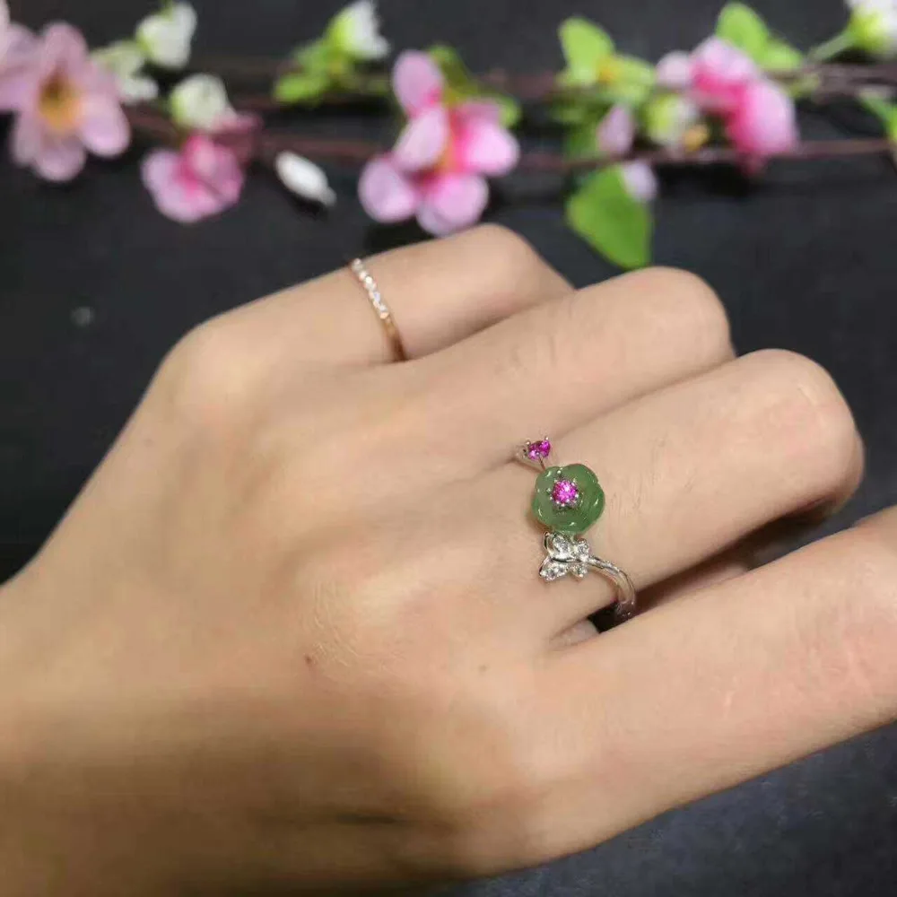 Natural new female s925 silver mosaic and Tianbi Jurong face ring mouth yu ring/ | Украшения и аксессуары