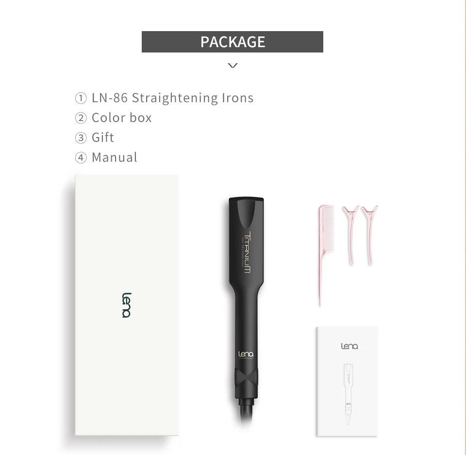 Lena LN-86 Professional черный мм 38 мм титановая нагревательная пластина выпрямитель для волос выпрямление железа для укладки волос Styler Инструменты