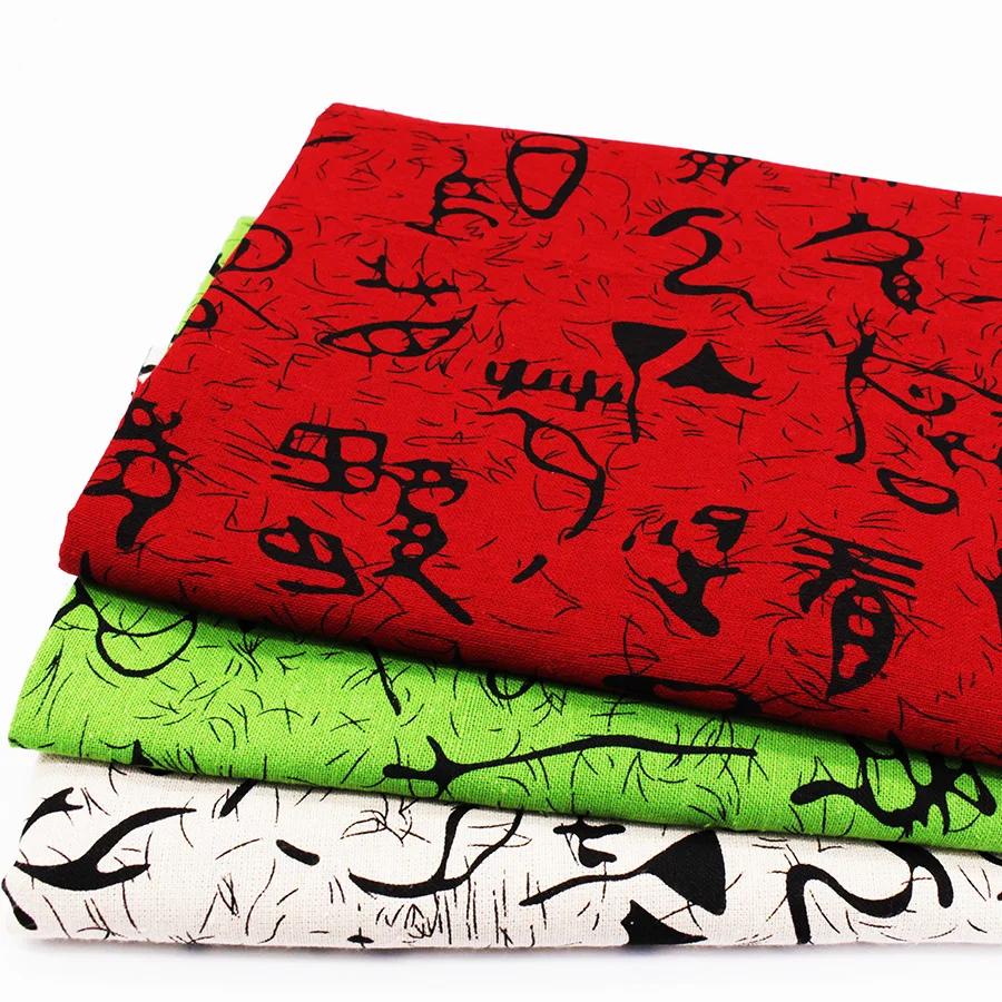 Тканевая ткань из хлопка и льна с принтом китайская культура искусственная для