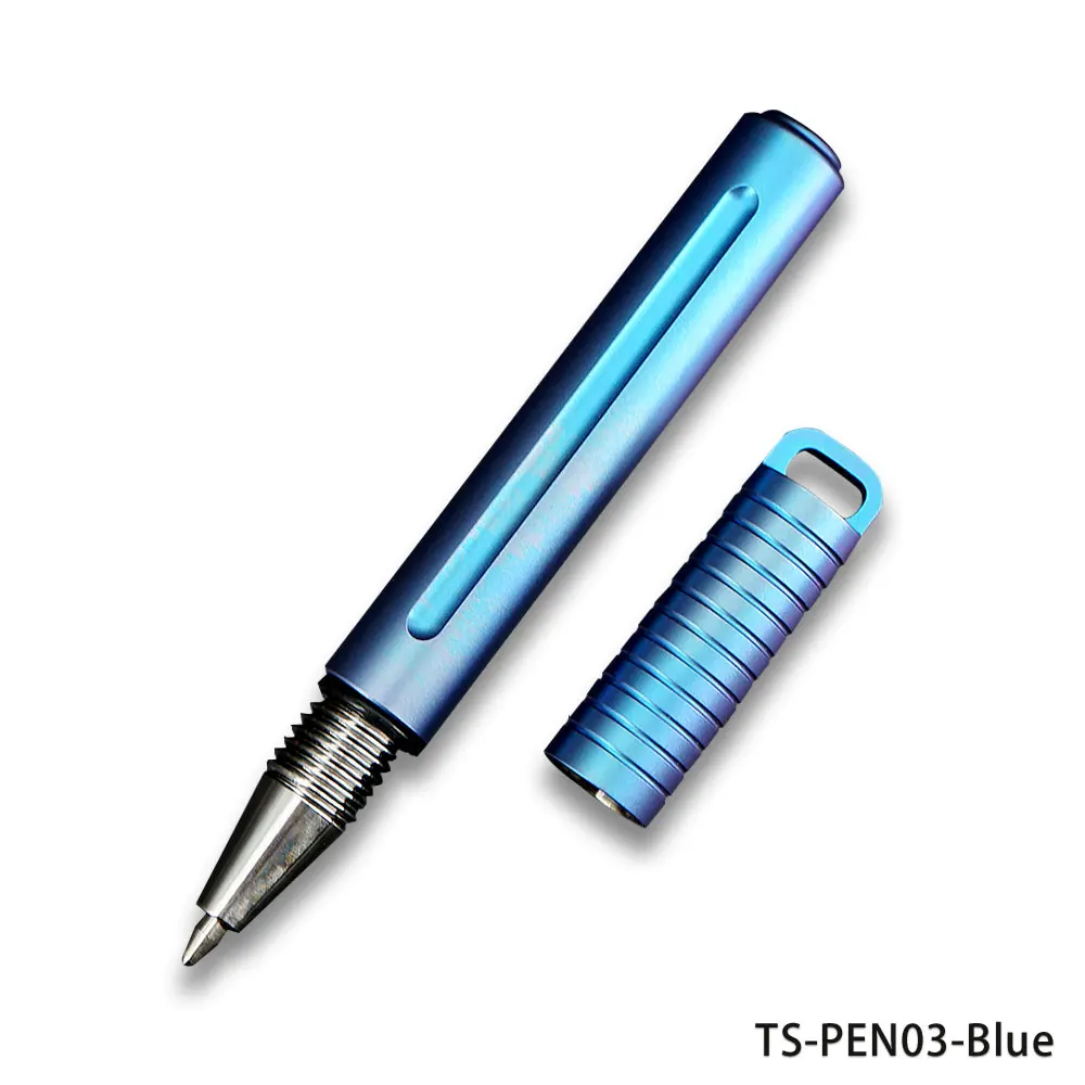 Blue TWOSUN мини TC4 титановый сплав ручка для деловых подписей ручка замок ручка с кольцом для ключей наружные инструменты Карманный EDC TS-PEN03 - Цвет: Blue