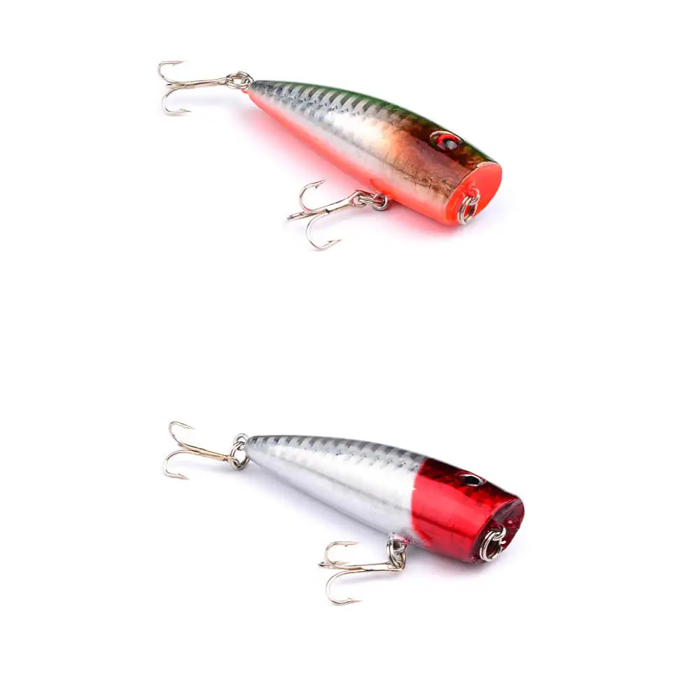 

6pcs 6.8cm/8.7g Plastic Popper Fishing Bait Lures Topwater Floating Lures Crankbaits Swimbait with 6# Treble Hooks Sea Tackle