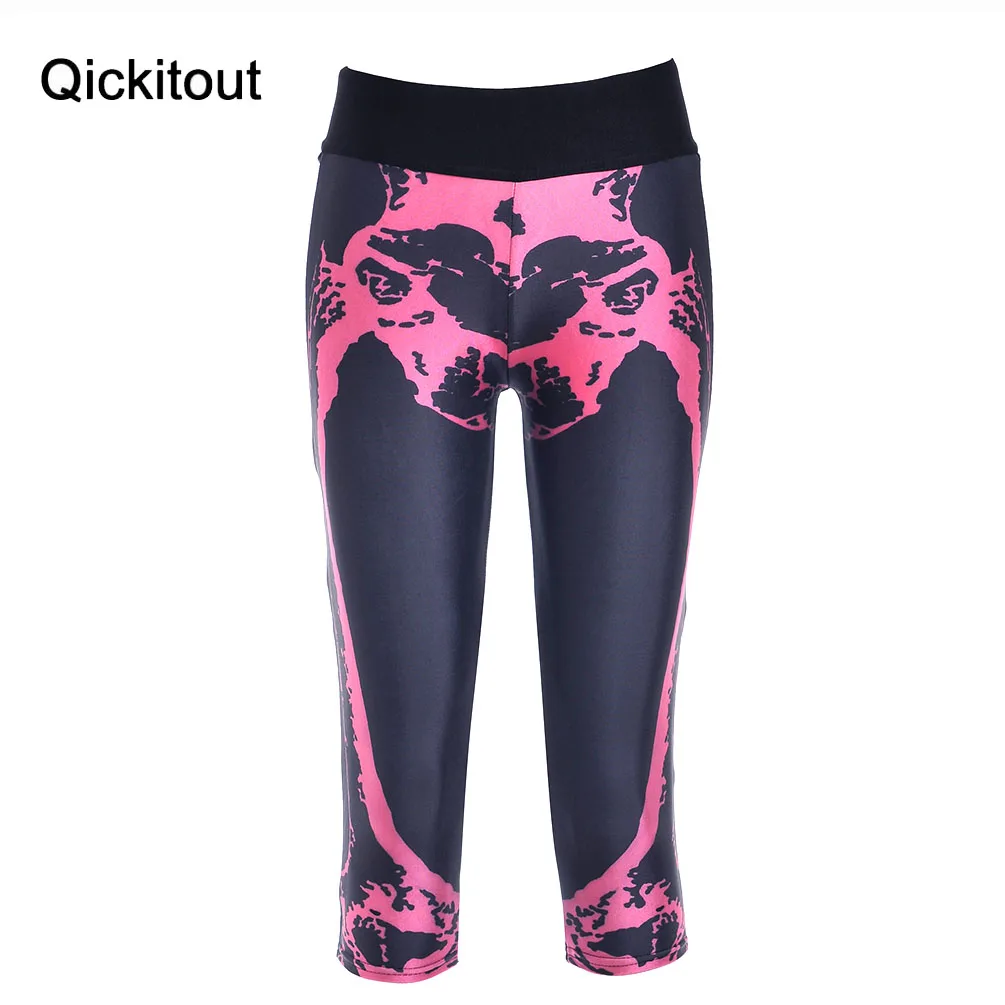 Модные женские брюки с 7 точками Новые укороченные штаны красным скелетом и