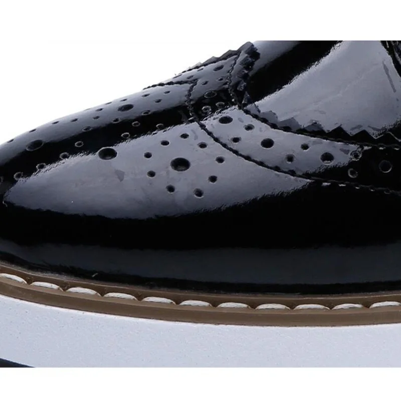 WDZKN лакированные кожаные туфли ручной работы на плоской подошве женские оксфорды