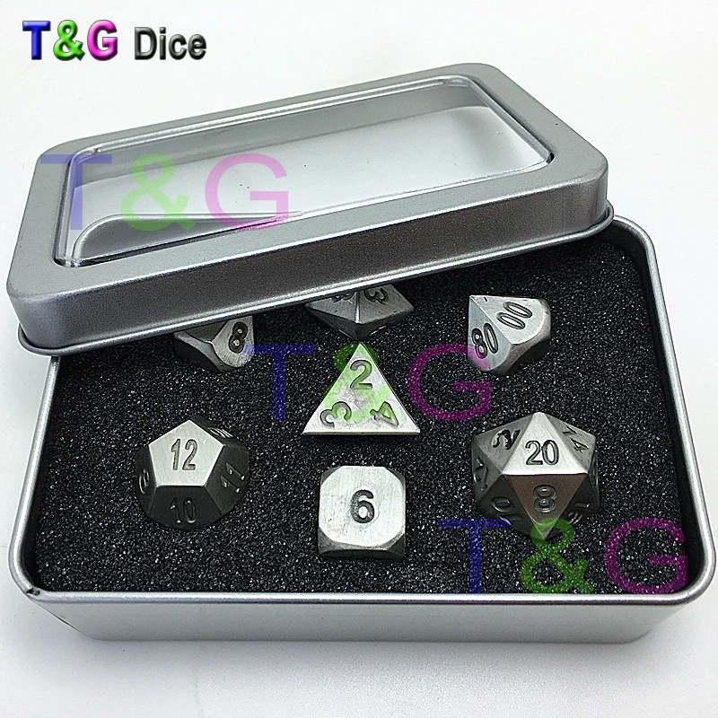 Металлические кубики для ролевых игр 7 шт в наборе|dado set|d6 dice setdnd set |
