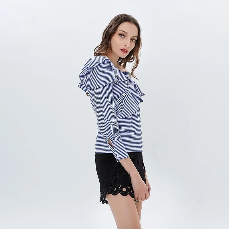 Женская блузка TWOTWINSTYLE с длинным рукавом в полоску большие размеры|sexy blouse|women shirt