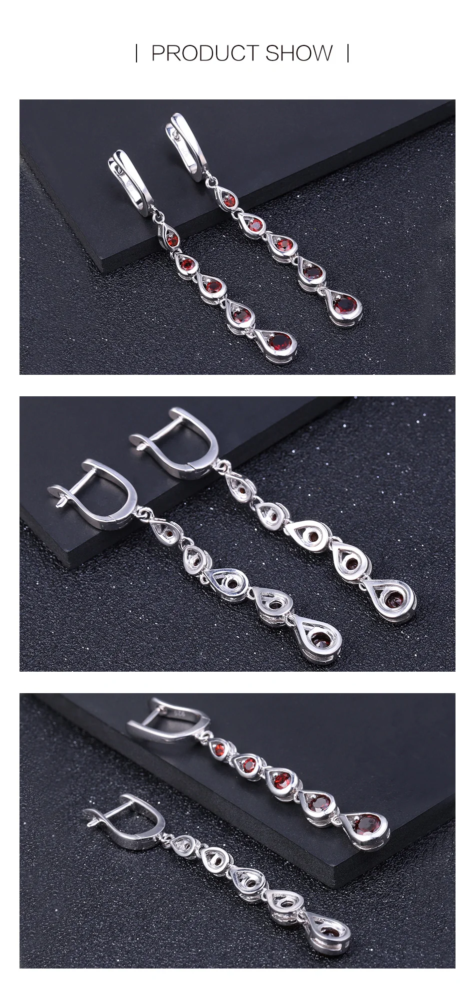 GEM'S BALLET 3.07Ct натуральный красный гранат драгоценный камень длинные серьги Твердые 925 Висячие серьги из серебра 925 пробы ювелирные изделия для женщин
