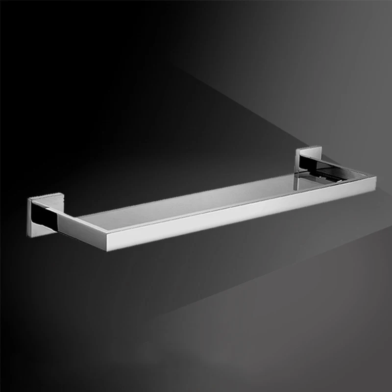 Полка из закаленного стекла для ванной прямоугольная настенная полка