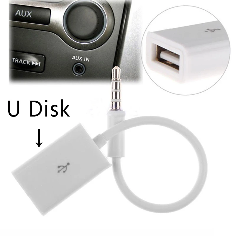 Автомобильный mp3 адаптер кабель USB Женский 3 5 мм u диск разъем 12 В CD автомобильный