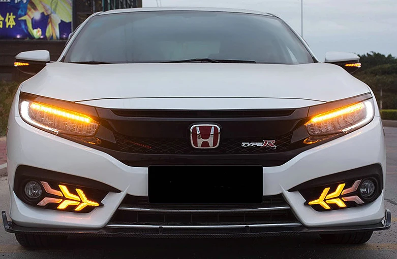 Новый стиль Светодиодный дневной светильник поворотники для Honda Civic 10th 2016 2017