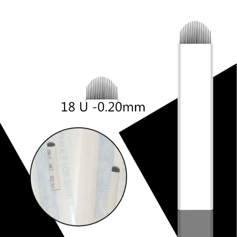 

500pcs 18 Pin U Shape 0.20mm Tattoo Needles Permanent Makeup Eyebrow Embroidery Blade For 3D Microblading Manual Tattoo Pen