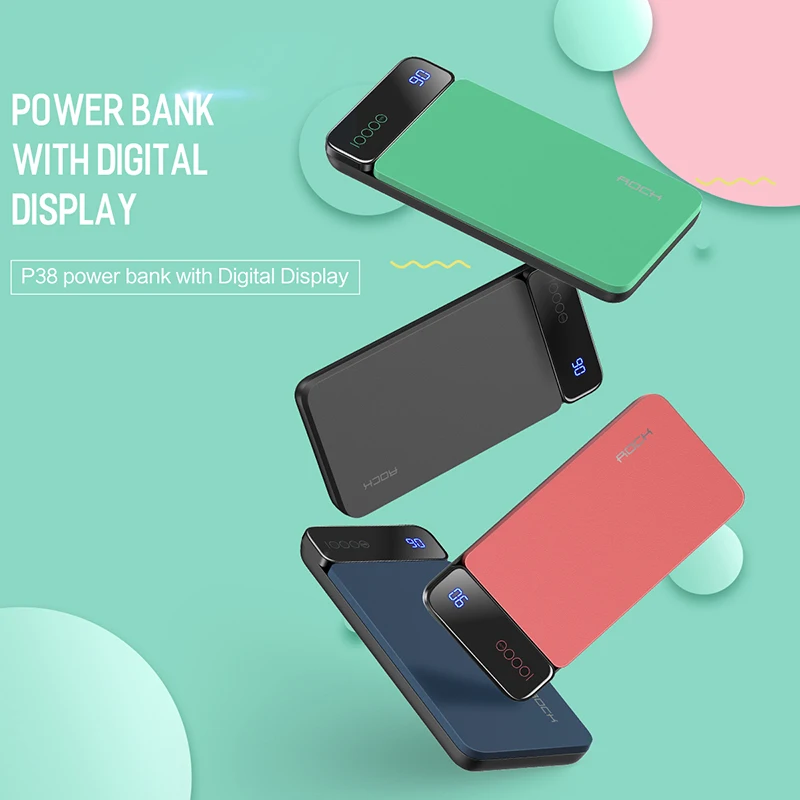 Цифровой ЖК дисплей Мощность банка для Xiaomi Mi рок Портативный 10000 mah Bank телефон