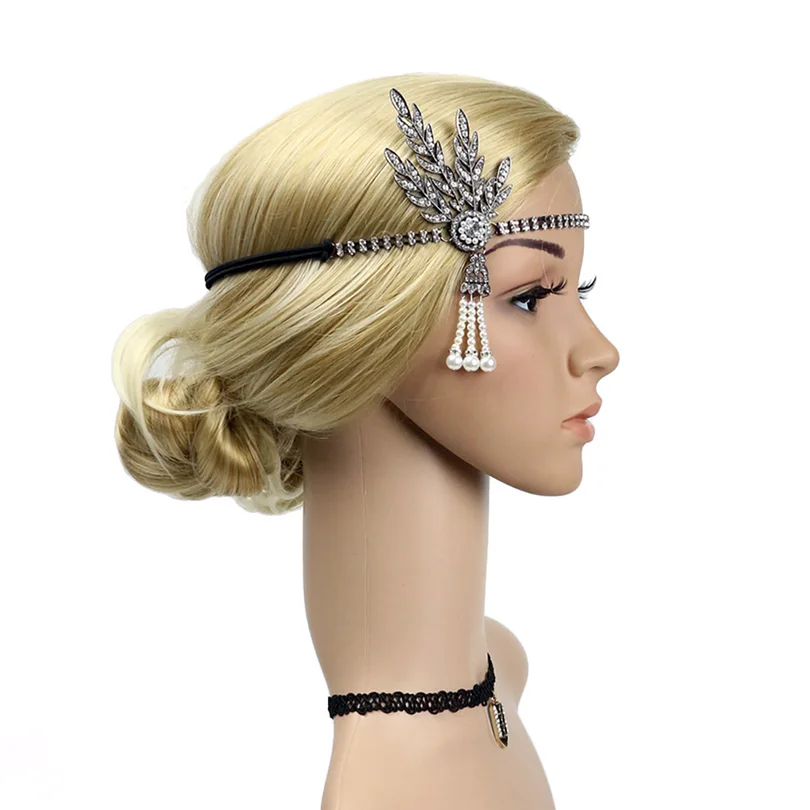 Винтажный обруч с завязкой ромашка Buchanan костюм Great Gatsby лист Тиара головной убор