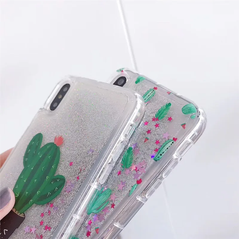 Зыбучий песок чехол для телефона в форме кактуса iphone XS MAX XR X Жесткий пластиковый