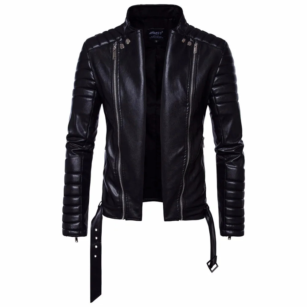 Luxury Vintage Jackets Mens Classic Retro Jacket Black Turn Down Collar Slim Faux Leather Biker Motorcycle Clothing | Мужская одежда