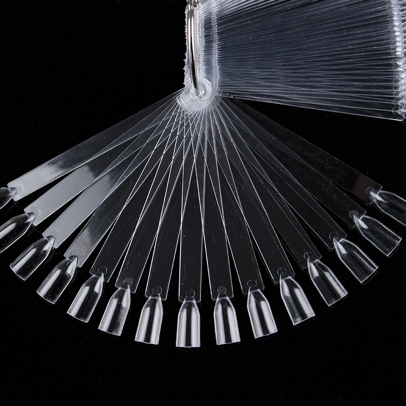 50 шт. цветные накладные ногти в форме веера прозрачный белый дисплей инструменты