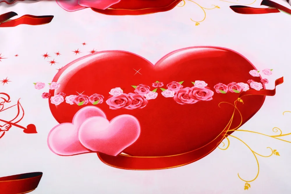 Комплект постельного белья с пододеяльником и подушкой|home textile|hearts bedding setking size |