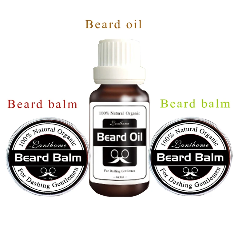

Lanthome Men's Grooming Kit Beard Oil Natural Conditioner Balm Organic Beard Growth Conditioner Leave in Styling Gentlemen Used