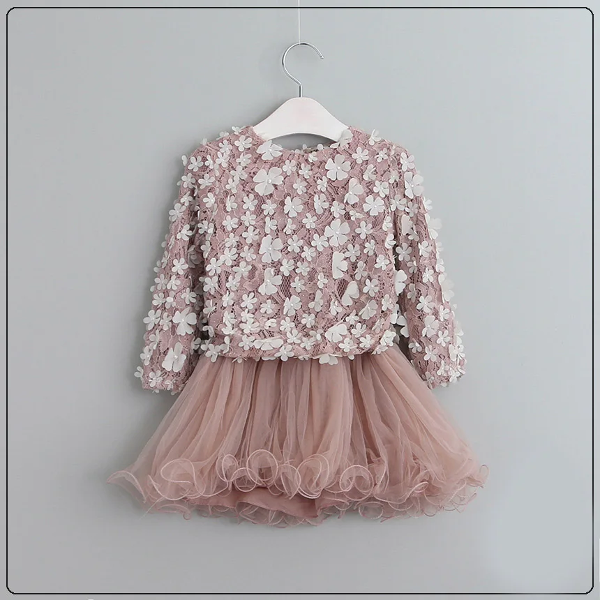 Комплекты одежды для маленьких девочек новые детские праздничные платья-пачки для детей, одежда для детей весенние костюмы с платьем с лепестками для маленьких девочек от 2 до 7 лет - Цвет: pink